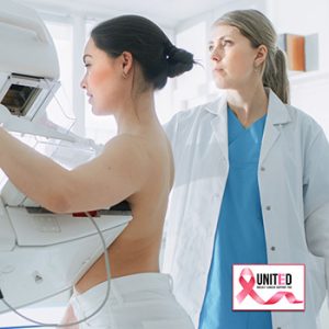 Breast cancer examination stock image